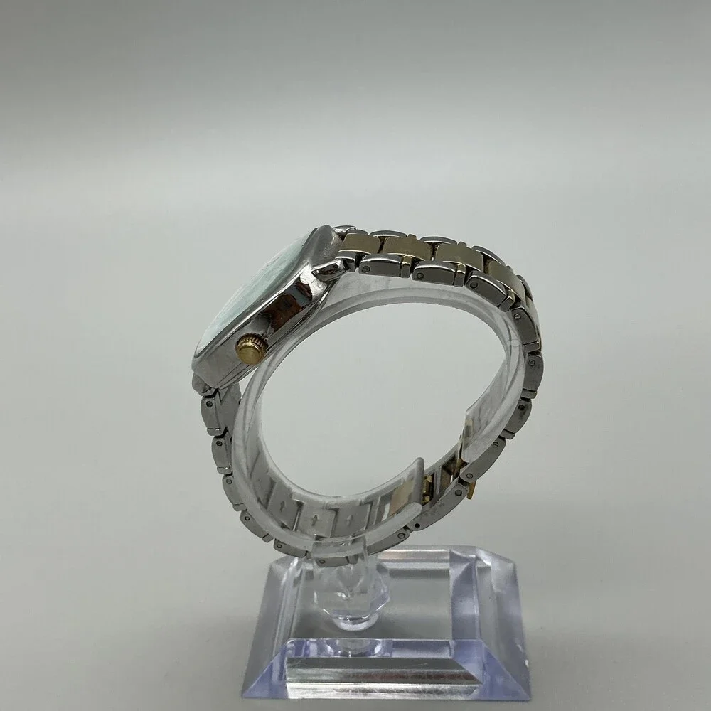Anne Klein Womens Watch 31mm MOP Dial Two Tone Diamond 1099TV New Battery 7.5